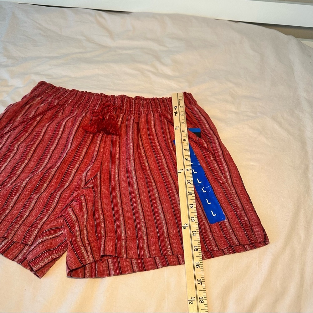 Briggs Women’s Striped Linen Blend Pull-On Shorts Red Size Large NWT - Picture 5 of 9